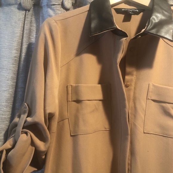 NWT Shargano Tan Belted Shirt Dress - Picture 3 of 6